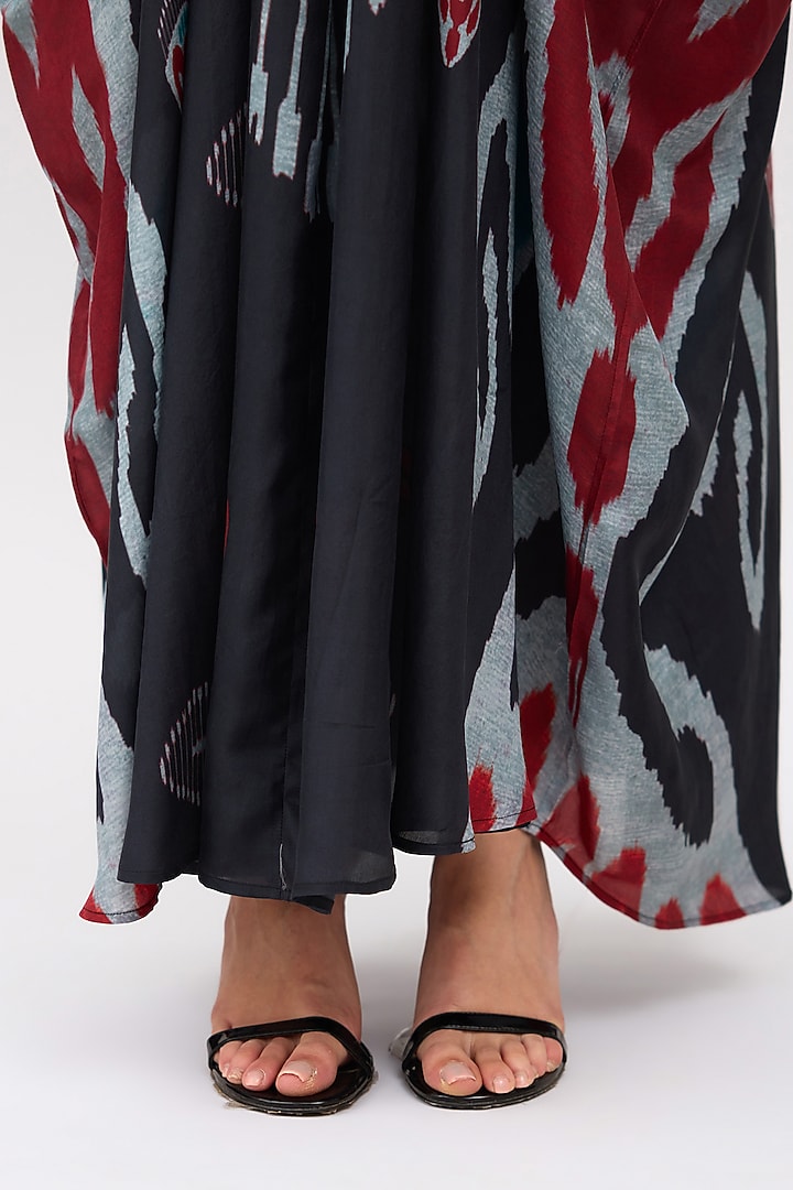 Multi-Colored Silk Printed Long V-Neck Kaftan by Rajdeep Ranawat at Pernia's Pop Up Shop