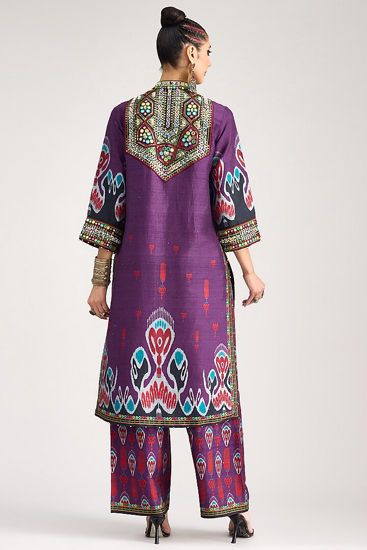 Purple Silk Dupion Pants by Rajdeep Ranawat at Pernia's Pop Up Shop