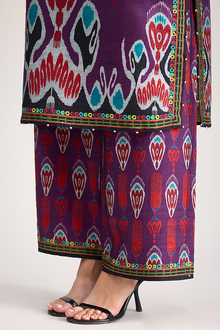 Purple Silk Dupion Pants by Rajdeep Ranawat at Pernia's Pop Up Shop