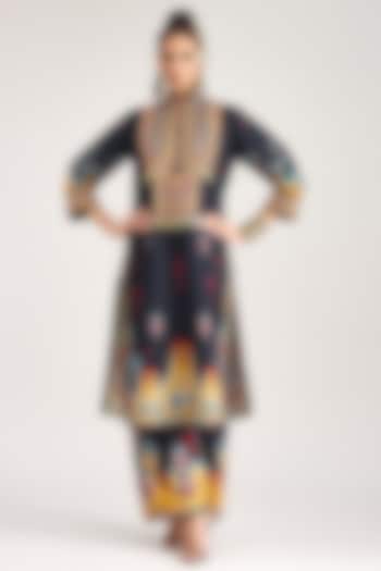 Black Silk Dupion Pants by Rajdeep Ranawat at Pernia's Pop Up Shop