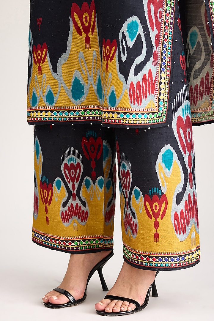 Black Silk Dupion Pants by Rajdeep Ranawat at Pernia's Pop Up Shop