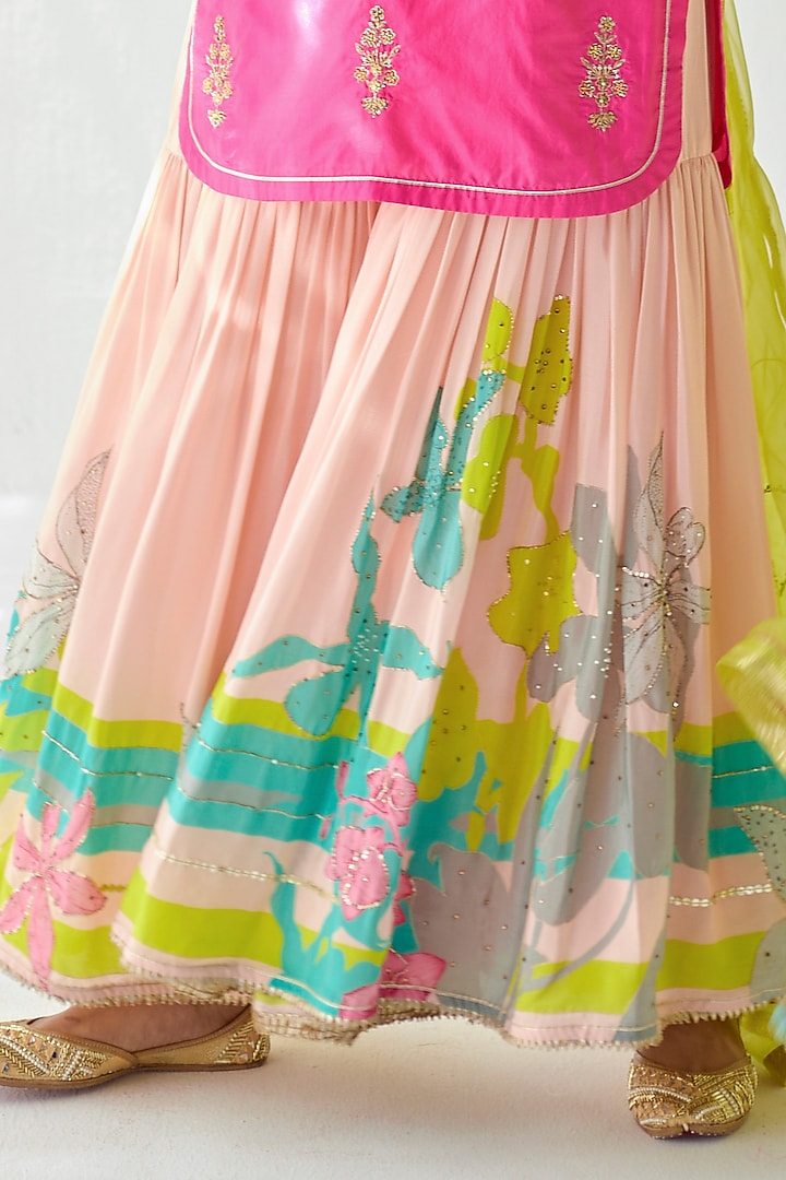 Hot Pink Silk Hand Embroidered Kurta Set by Raji ramniq at Pernia's Pop Up Shop