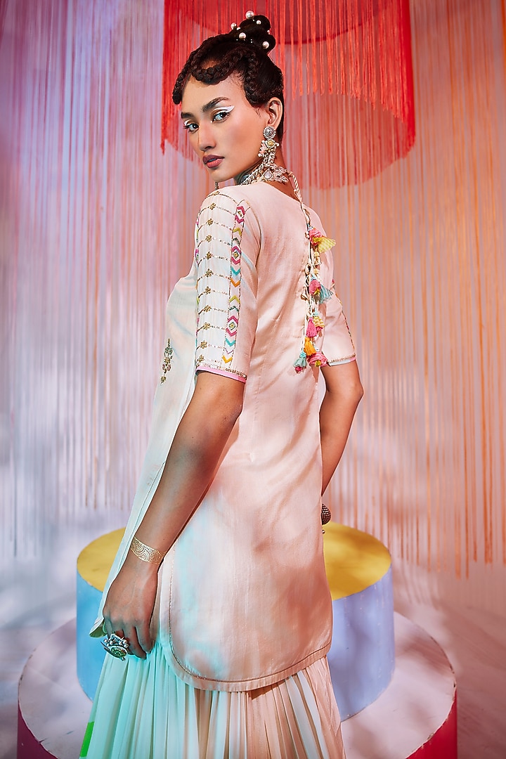 Ivory Silk Hand Embroidered Kurta Set by Raji ramniq at Pernia's Pop Up Shop