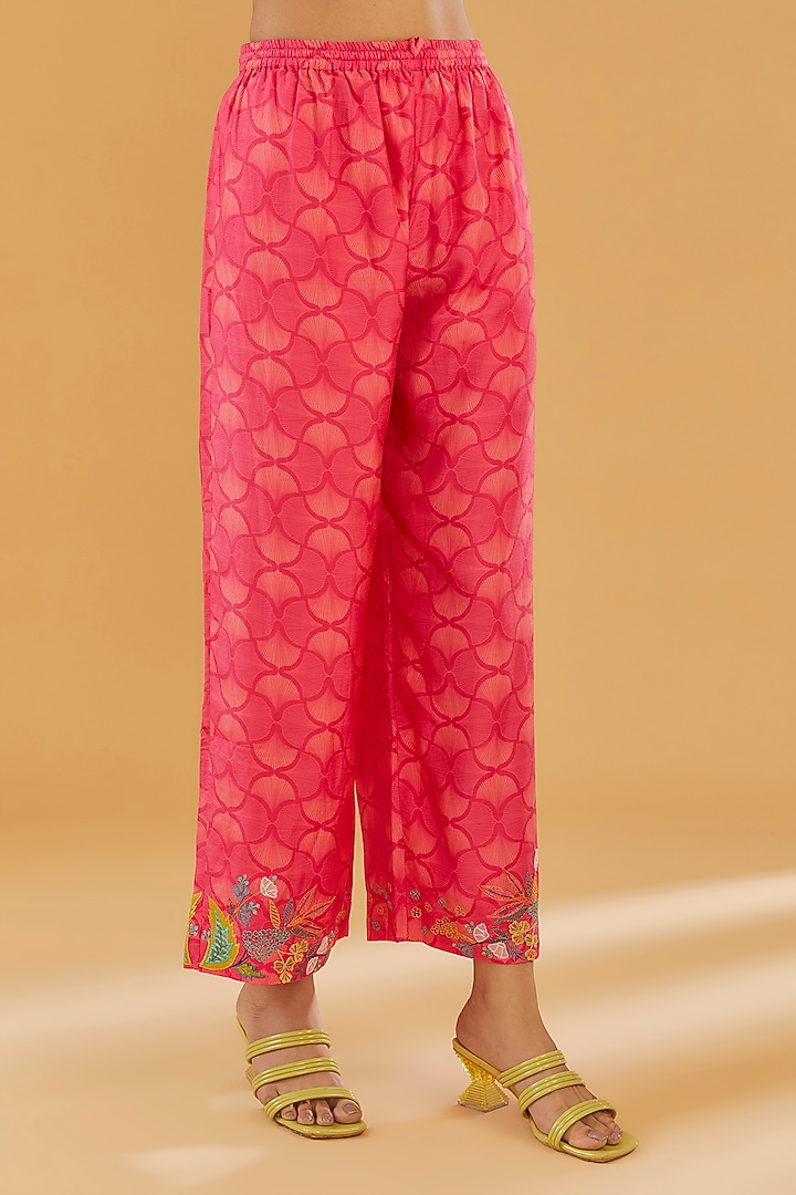 Magenta Cotton Silk Printed Kurta Set by Raji Ramniq at Pernia's Pop Up Shop