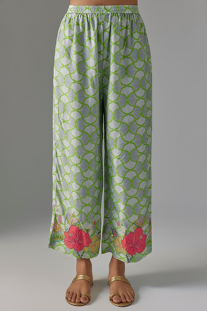 Green Cotton Silk & Organza Hand Work Kurta Set by Raji Ramniq at Pernia's Pop Up Shop