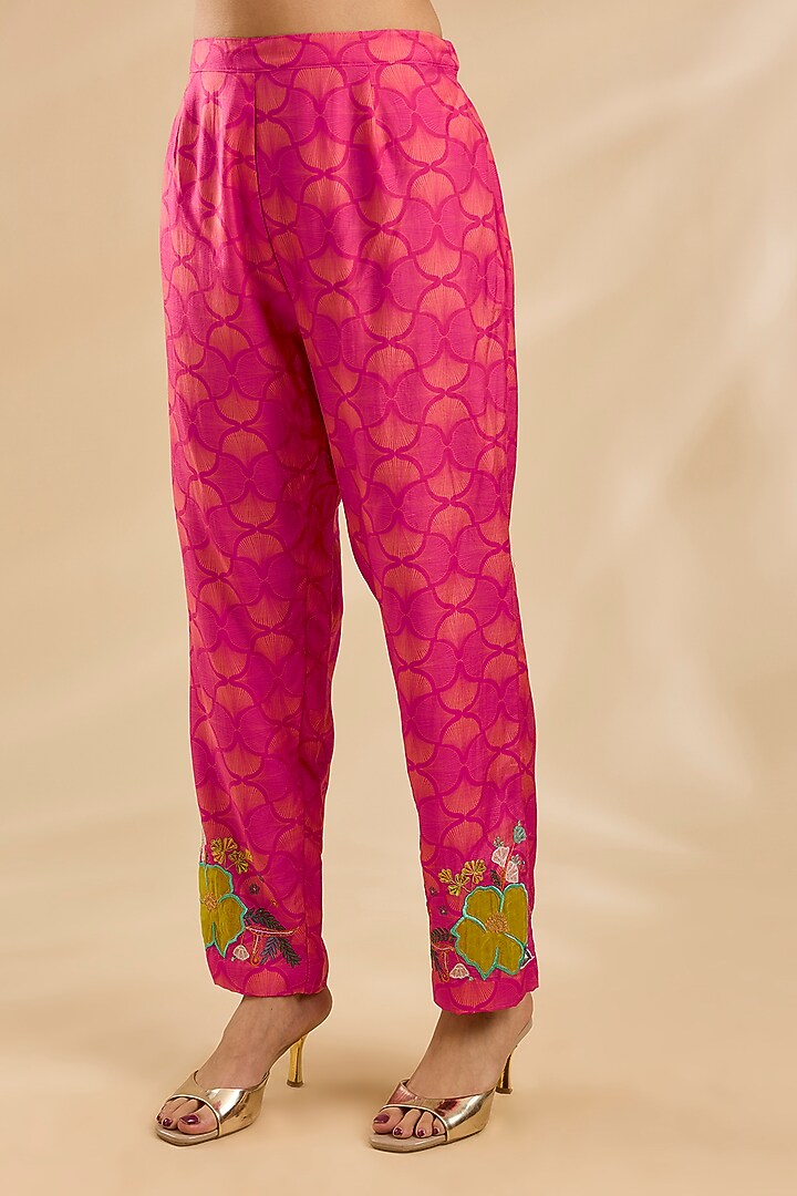 Magenta Cotton Silk Printed Kaftan Set by Raji Ramniq at Pernia's Pop Up Shop