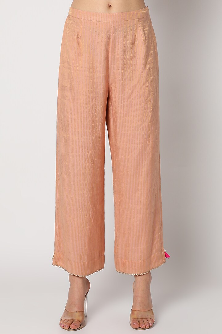 Peach Chanderi Kurta set by Raji ramniq at Pernia's Pop Up Shop