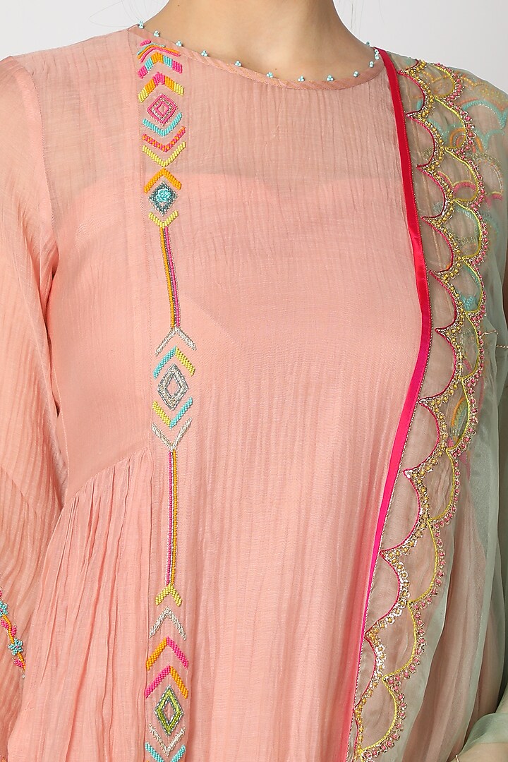 Peach Chanderi Kurta set by Raji ramniq at Pernia's Pop Up Shop