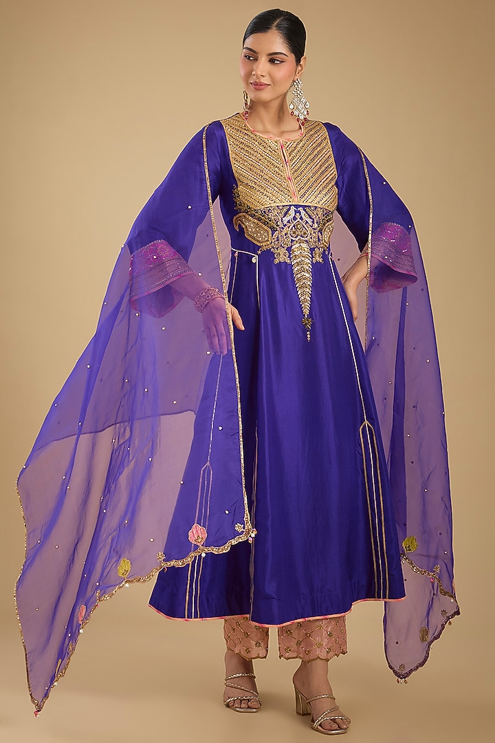 Purple Silk Kurta Set by Raji Ramniq at Pernia's Pop Up Shop