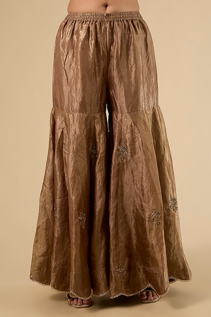 Red Silk Hand Embroidered Short Kurta Set by Raji Ramniq at Pernia's Pop Up Shop