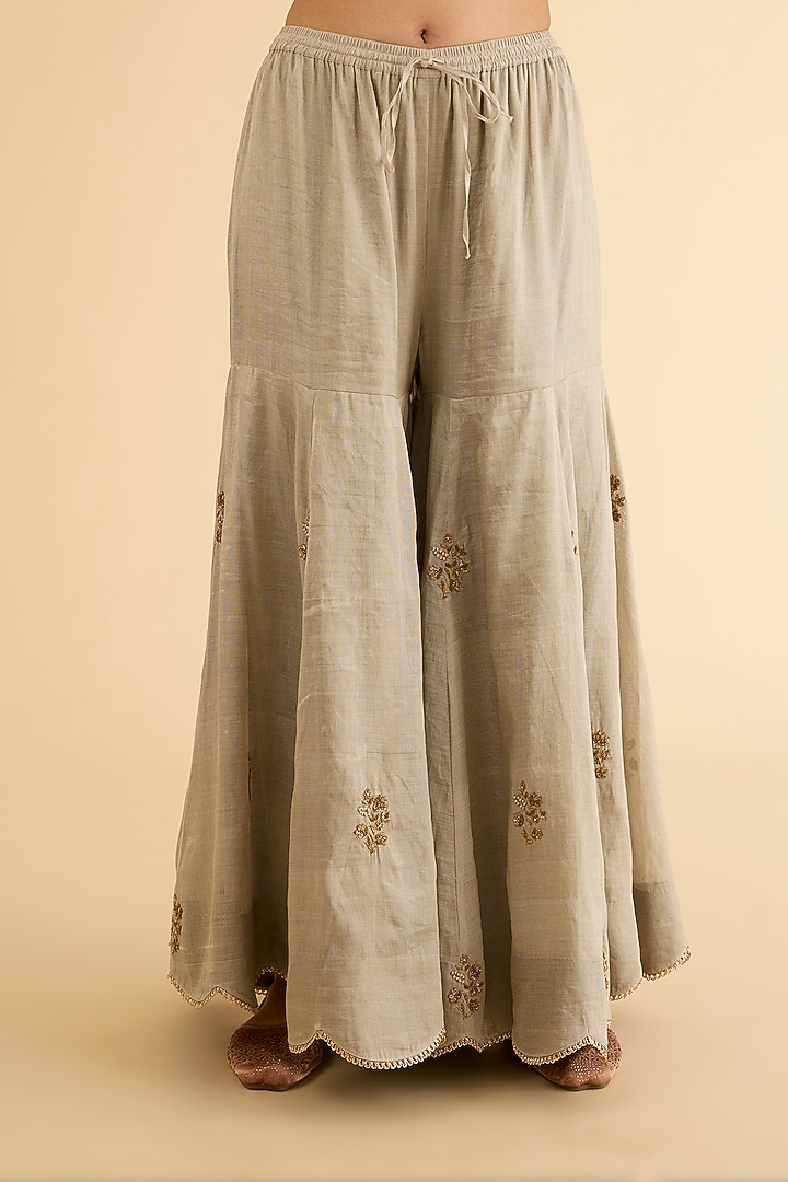 Yellow Silk Hand Embroidered Kurta Set by Raji ramniq at Pernia's Pop Up Shop
