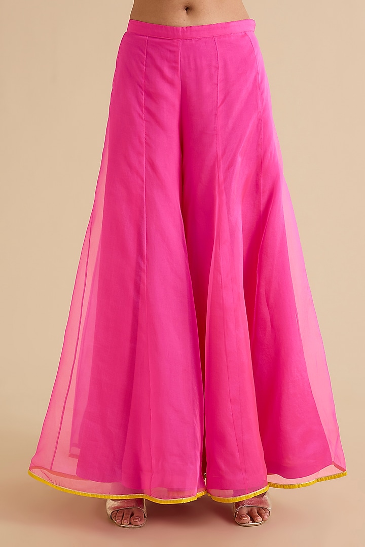 Pink Organza & Satin Wedding Sharara Set by Raji ramniq at Pernia's Pop Up Shop