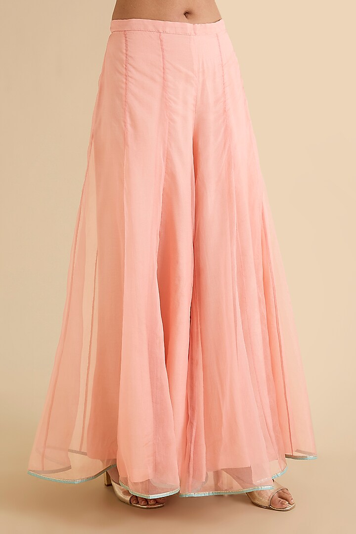 Pink Organza & Satin Wedding Sharara Set by Raji ramniq at Pernia's Pop Up Shop