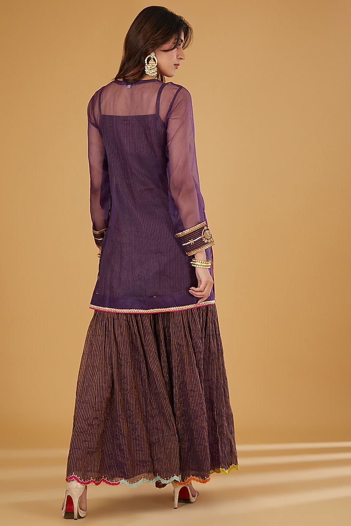 Purple Organza & Tissue Chanderi Gharara Set by Raji ramniq at Pernia's Pop Up Shop