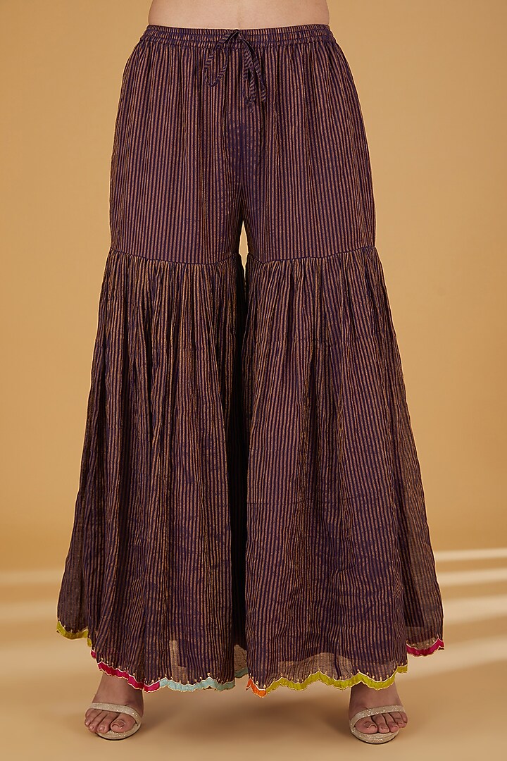 Purple Organza & Tissue Chanderi Gharara Set by Raji ramniq at Pernia's Pop Up Shop