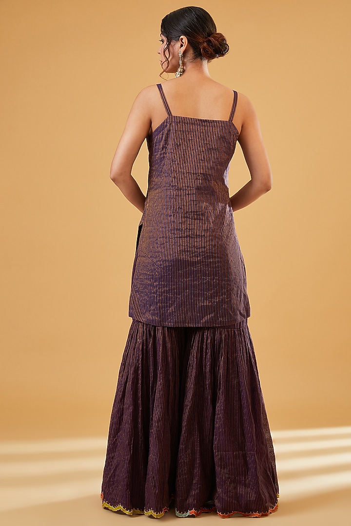Purple Organza Hand Embroidered Kurta Set by Raji Ramniq at Pernia's Pop Up Shop