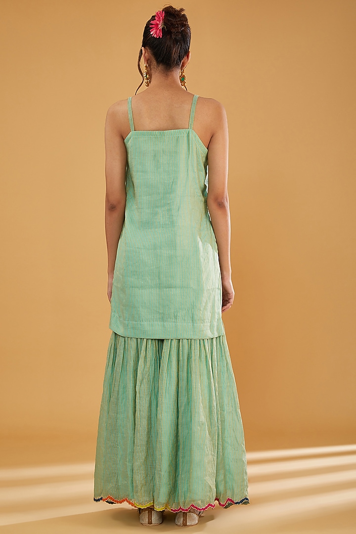 Powder Blue Organza Wedding Sharara Set by Raji Ramniq at Pernia's Pop Up Shop