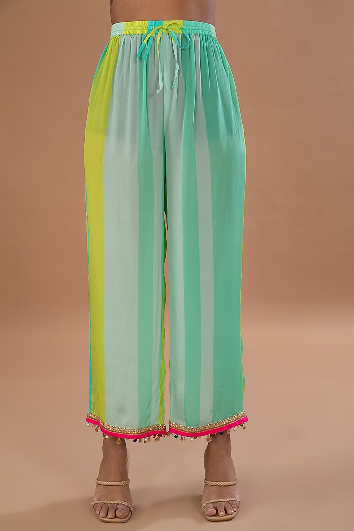 Multi-Colored Crepe Printed & Embroidered Kurta Set by Raji ramniq at Pernia's Pop Up Shop
