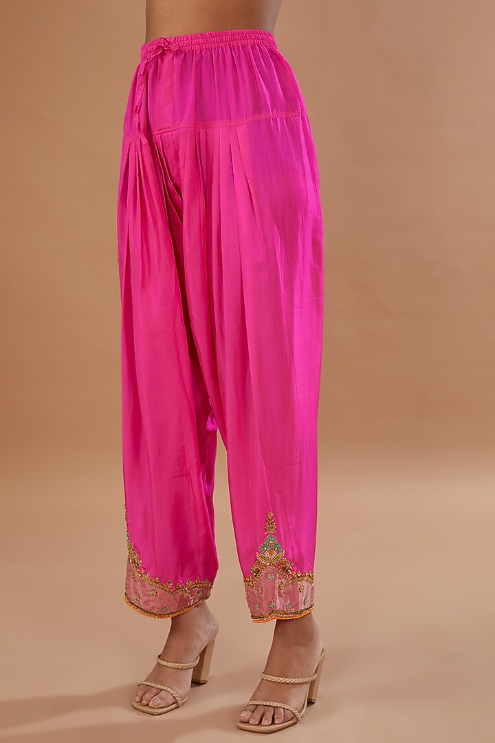 Lime Yellow Chanderi Tissue Printed & Embroidered Kurta Set by Raji ramniq at Pernia's Pop Up Shop