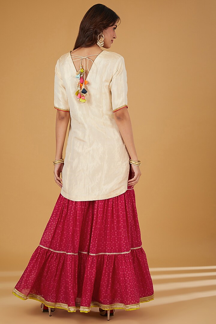 Magenta Chanderi Gharara Set by Raji ramniq at Pernia's Pop Up Shop