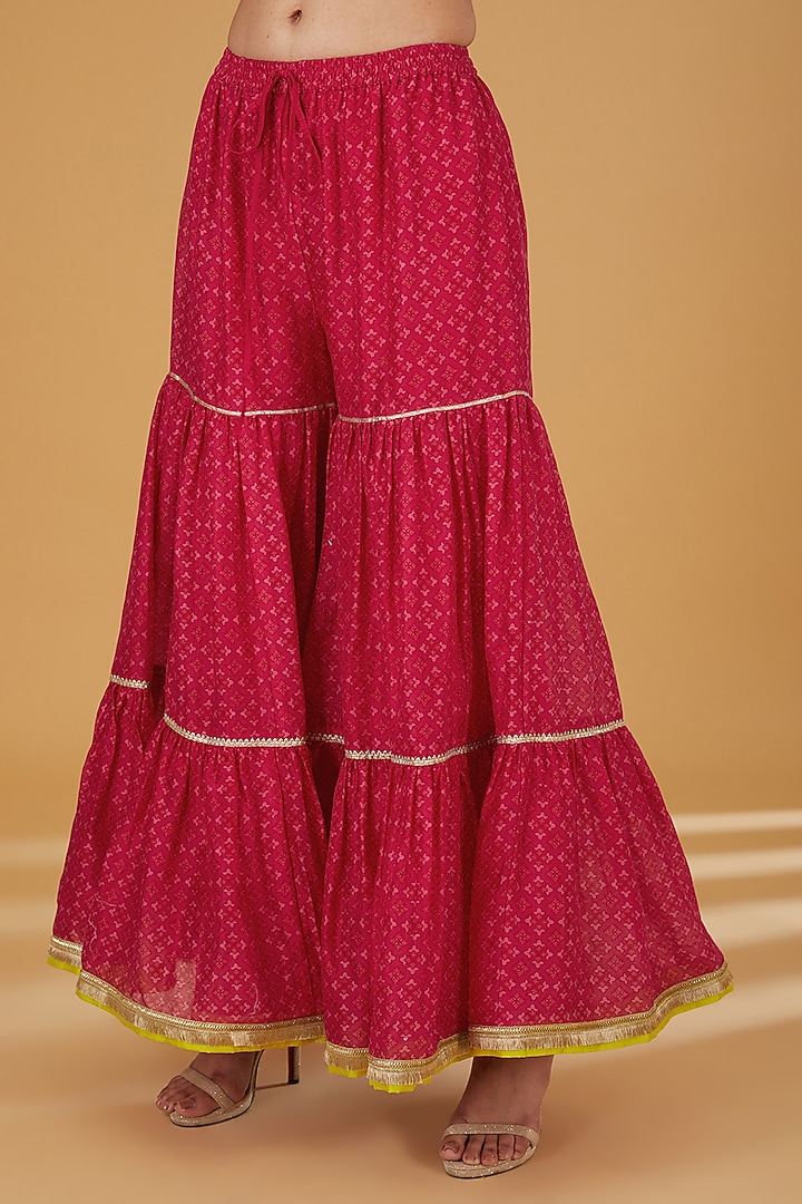 Magenta Chanderi Gharara Set by Raji ramniq at Pernia's Pop Up Shop