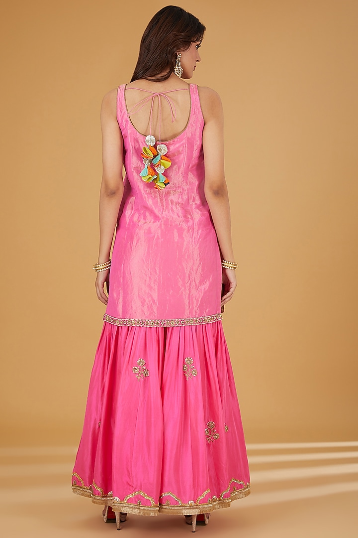 Hot Pink Silk Gharara Set by Raji ramniq at Pernia's Pop Up Shop