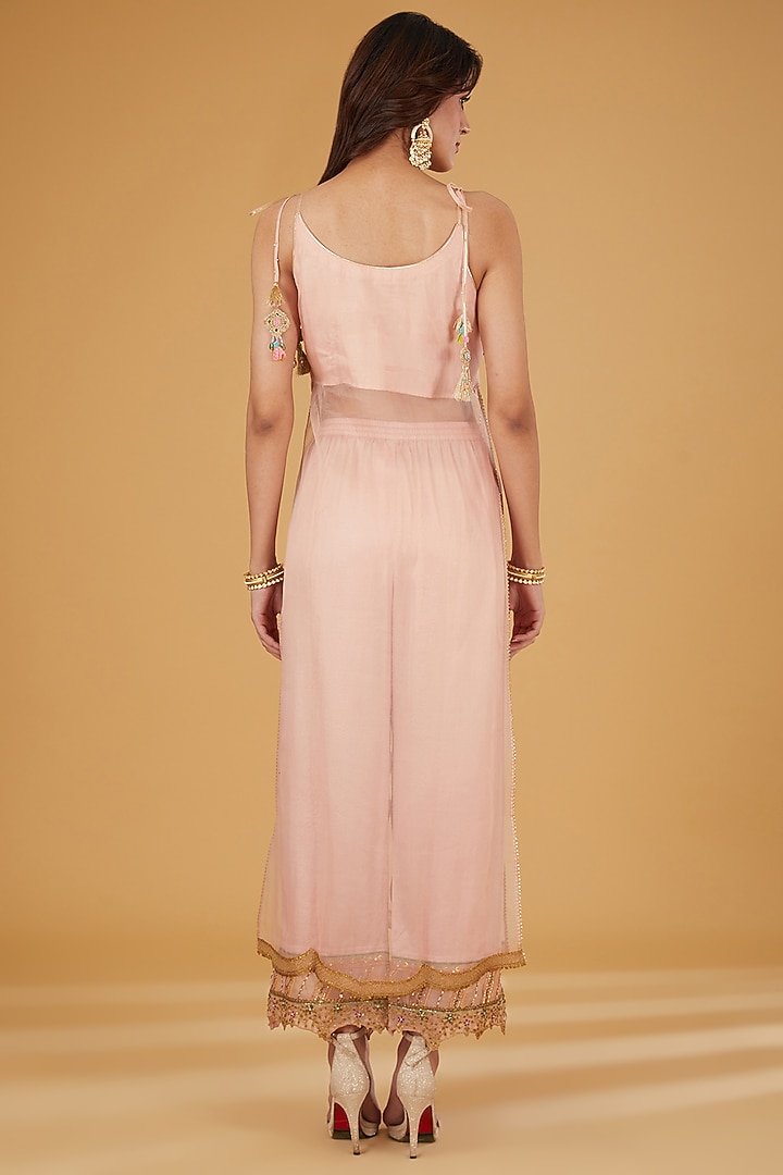 Nude Organza Hand Embroidered Kurta Set by Raji ramniq at Pernia's Pop Up Shop