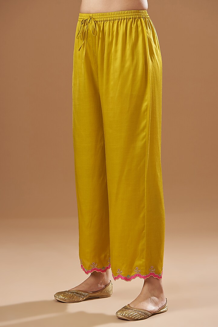 Ice Blue Crepe Embroidered Kurta Set by Raji ramniq at Pernia's Pop Up Shop