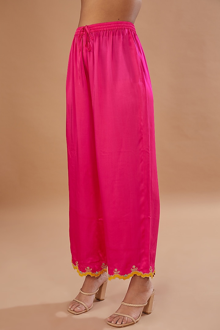 Green Crepe Printed & Embroidered A-Line Kurta Set by Raji ramniq at Pernia's Pop Up Shop