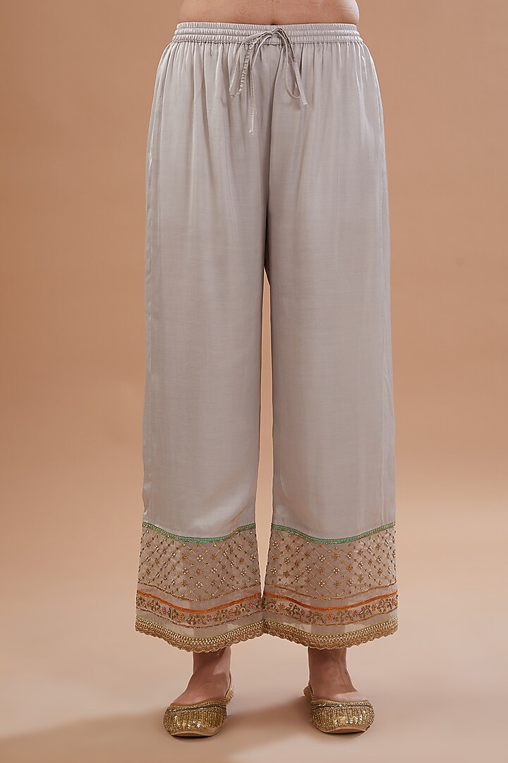 Lime Silk Printed & Embroidered Kurta Set by Raji ramniq at Pernia's Pop Up Shop