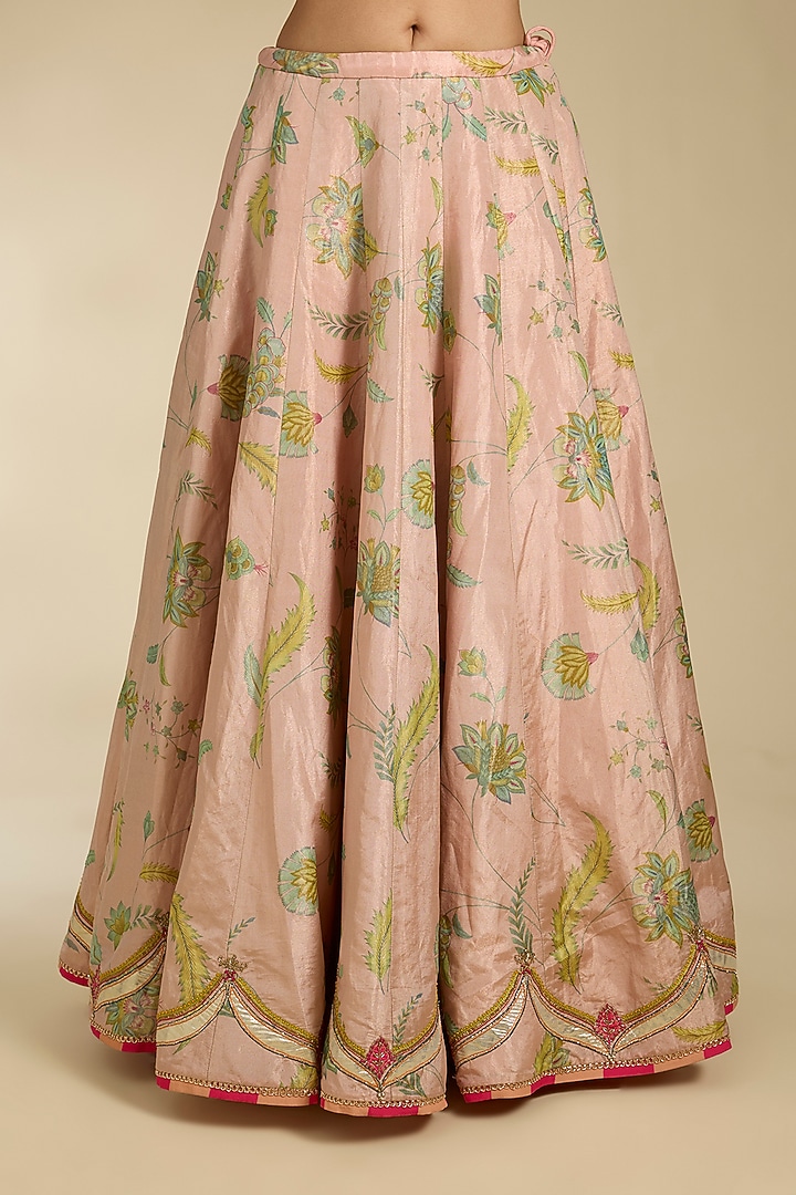 Pink Tissue Embroidered & Printed Wedding Lehenga Set by Raji Ramniq at Pernia's Pop Up Shop