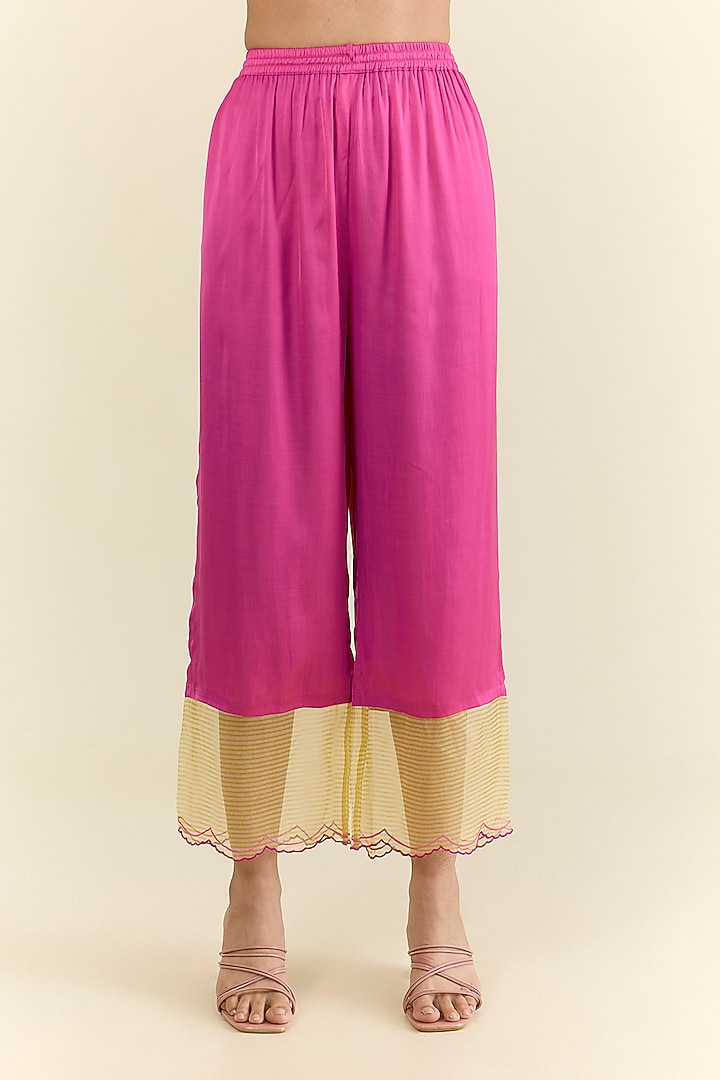 Multi-Colored Chanderi & Modal Satin Printed Kurta Set by Raji ramniq at Pernia's Pop Up Shop