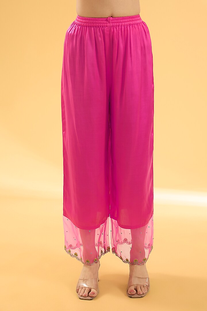 Red & Magenta Crepe Printed Kurta Set by Raji ramniq at Pernia's Pop Up Shop