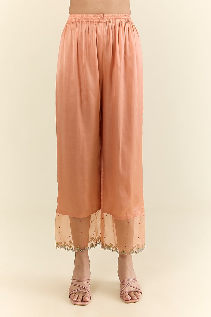 Yellow Chanderi & Modal Satin Printed Kurta Set by Raji ramniq at Pernia's Pop Up Shop