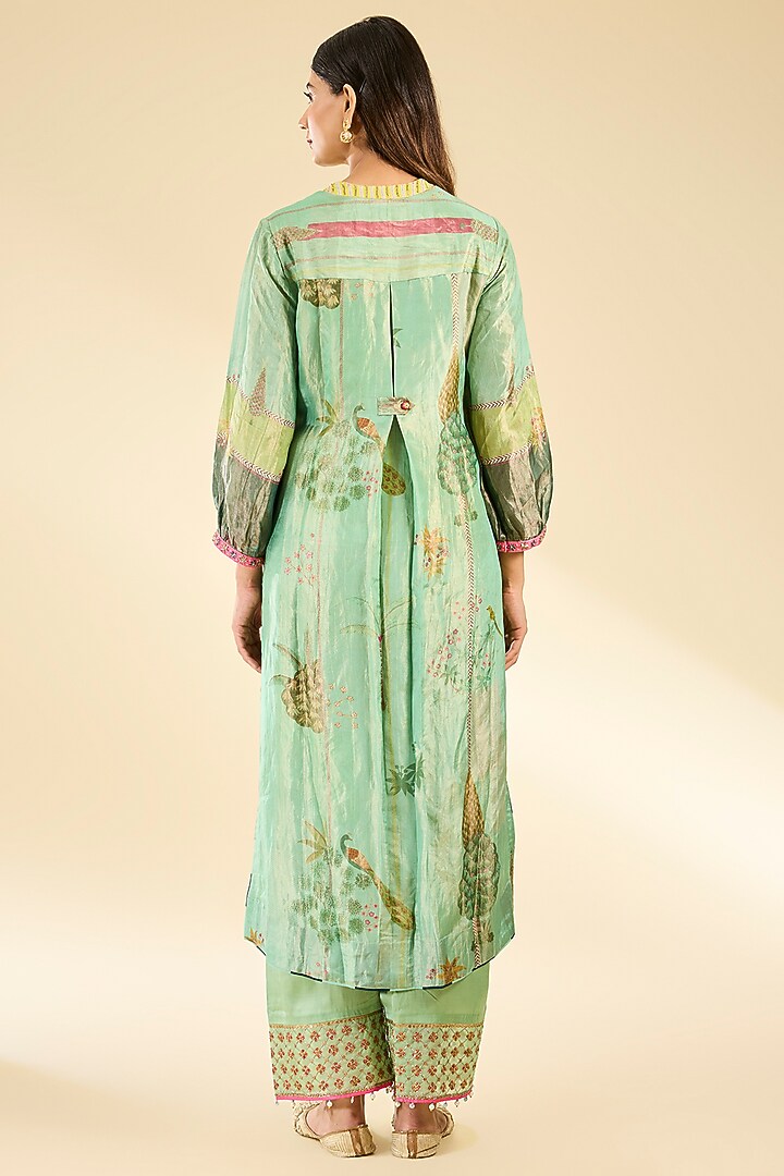 Multi-Colored Tissue & Modal Satin Floral Printed Kurta Set by Raji ramniq at Pernia's Pop Up Shop