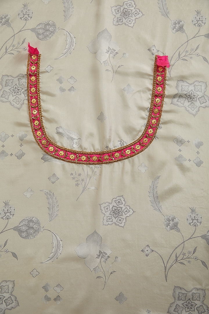 Yellow Crepe Printed & Embroidered Wedding Saree Set by Raji Ramniq at Pernia's Pop Up Shop