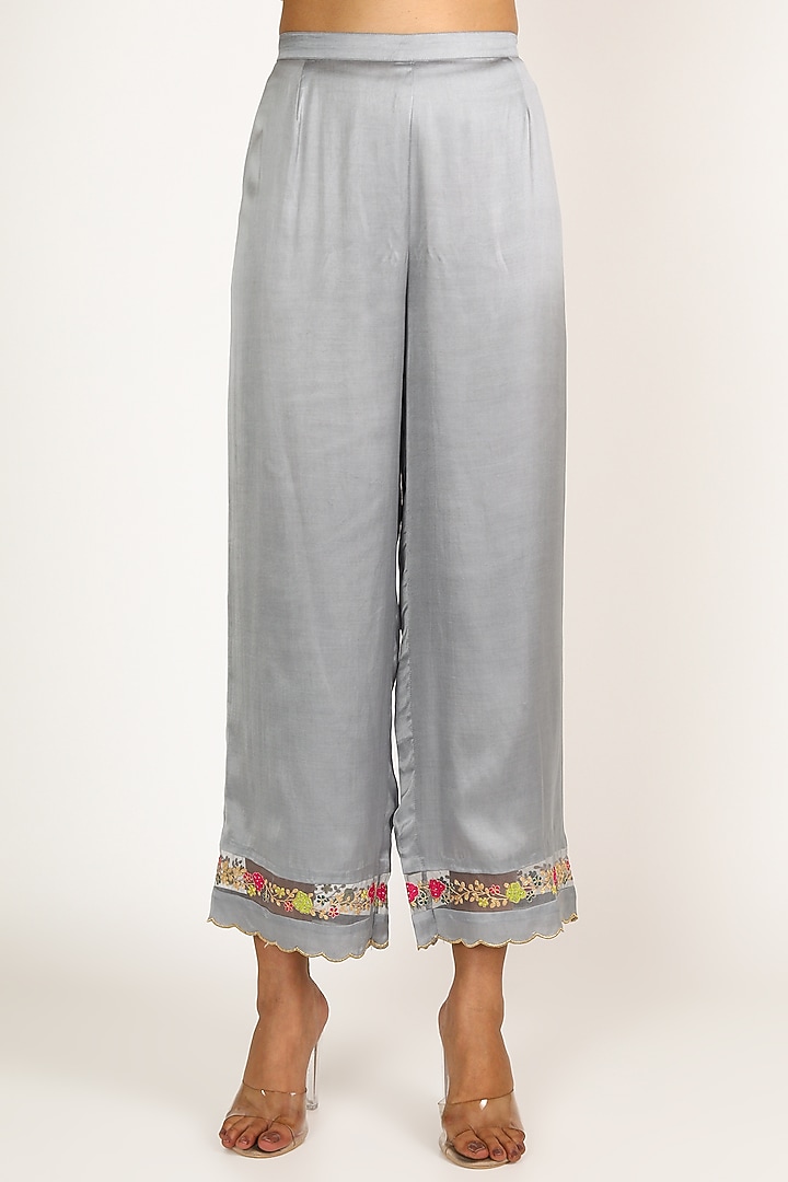 Orange Embroidered A-Line Kurta Set by Raji ramniq at Pernia's Pop Up Shop