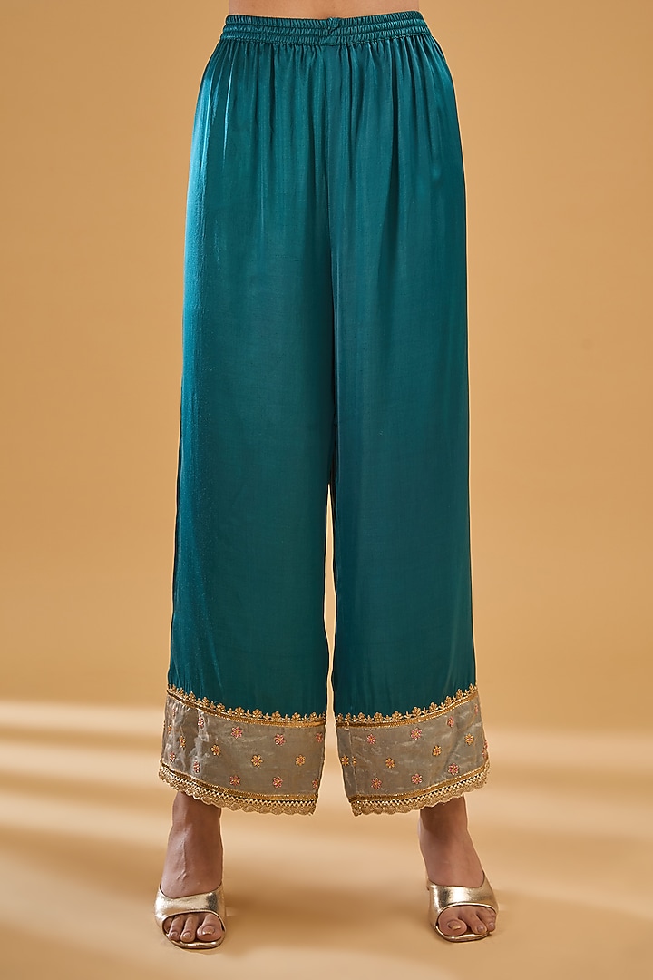Hot Pink Silk Hand Embroidered Kurta Set by Raji Ramniq at Pernia's Pop Up Shop
