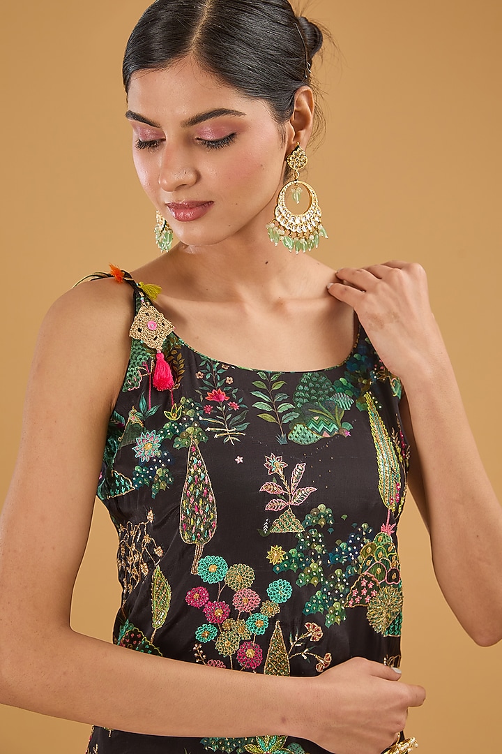 Black Silk Organza Wedding Sharara Set by Raji Ramniq at Pernia's Pop Up Shop