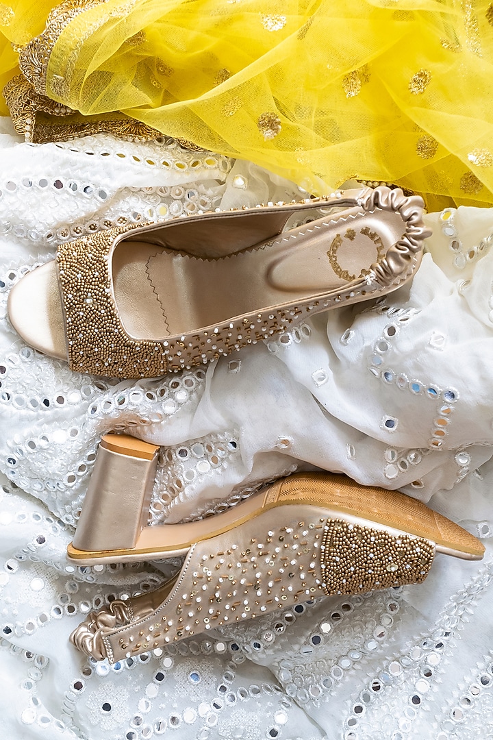 Gold Embroidered Heels by Rajasthani Stuff at Pernia's Pop Up Shop
