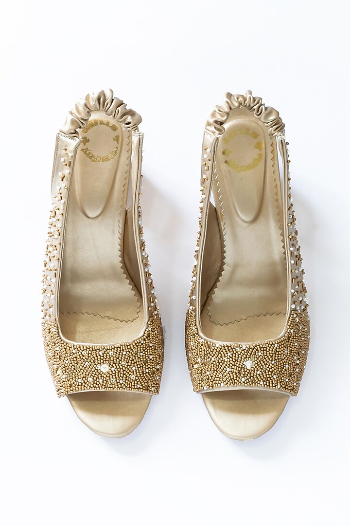 Gold Embroidered Heels by Rajasthani Stuff at Pernia's Pop Up Shop