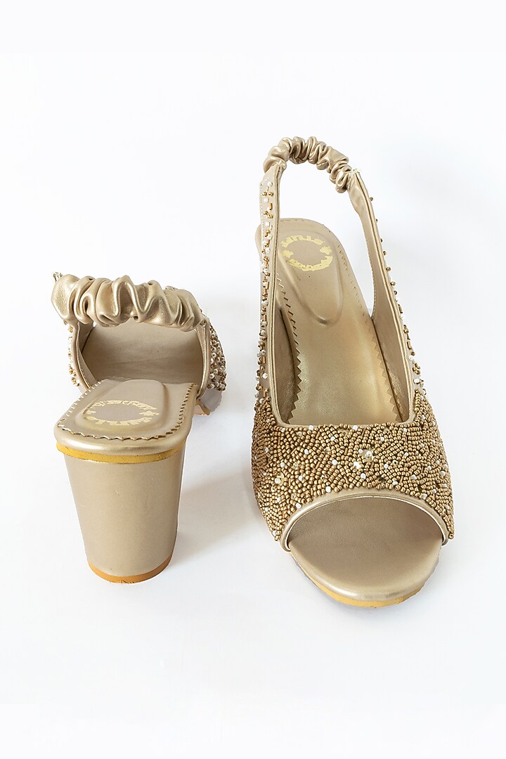 Gold Embroidered Heels by Rajasthani Stuff at Pernia's Pop Up Shop