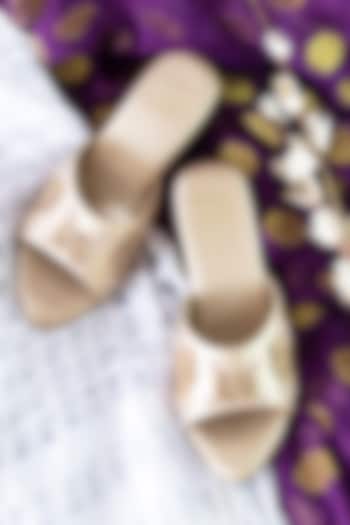Gold Zari Embroidered Heels by Rajasthani Stuff