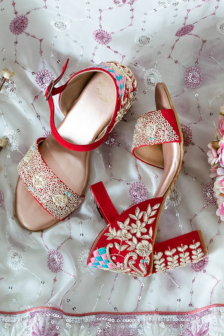 Red Velvet Heels by Rajasthani Stuff at Pernia's Pop Up Shop