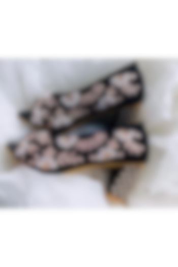 Black Suede Embroidered Heels by Rajasthani Stuff at Pernia's Pop Up Shop