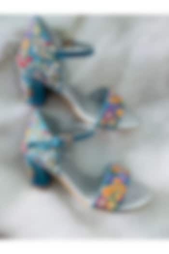 Blue Embroidered Heels by Rajasthani Stuff