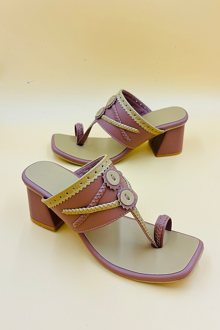 Dark Brown Vegan Leather Hand Embroidered Kolhapuri Sandals by Rajasthani Stuff at Pernia's Pop Up Shop