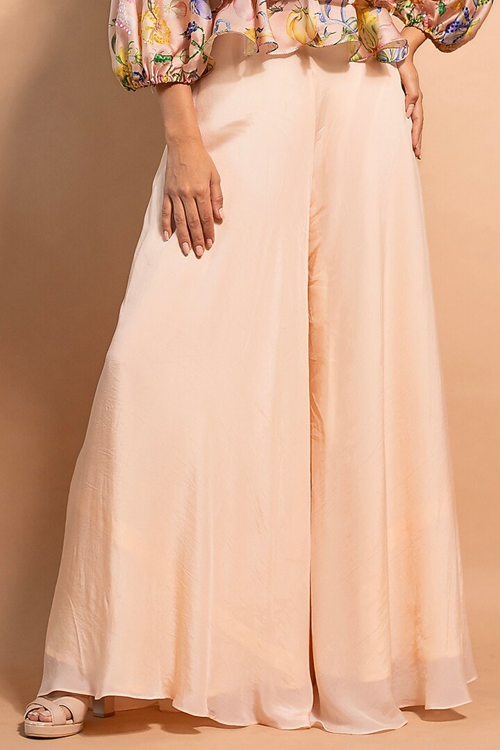 Pink Pure Satin Organza & Crepe Pant Set by RIDDHI JAIN LABEL at Pernia's Pop Up Shop