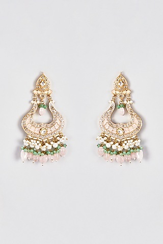 Rose Gold Finish Chandbali Earrings by Rejuvenate Jewels