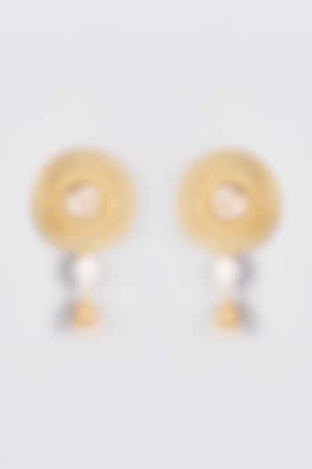 Gold Finish Baroque Pearl Dangler Earrings by Rejuvenate Jewels